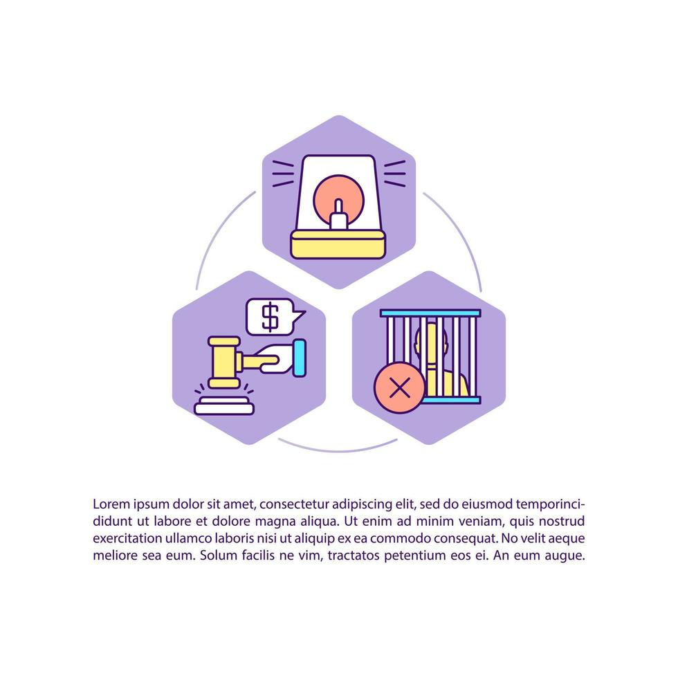 Corporate social responsibility contravention concept line icons with text vector