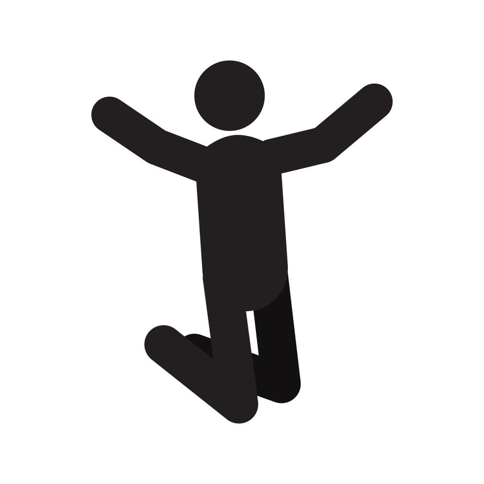 Glad jumping person silhouette icon. Happiness. Successful man. Isolated vector illustration