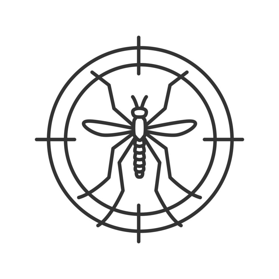 Mosquitoes target linear icon. Anti-insect repellent. Thin line illustration. Contour symbol. Vector isolated outline drawing
