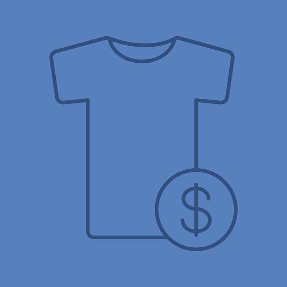 comprar ropa icono lineal. camiseta con signo de dólar. símbolos de contorno de línea fina sobre fondo de color. ilustración vectorial vector