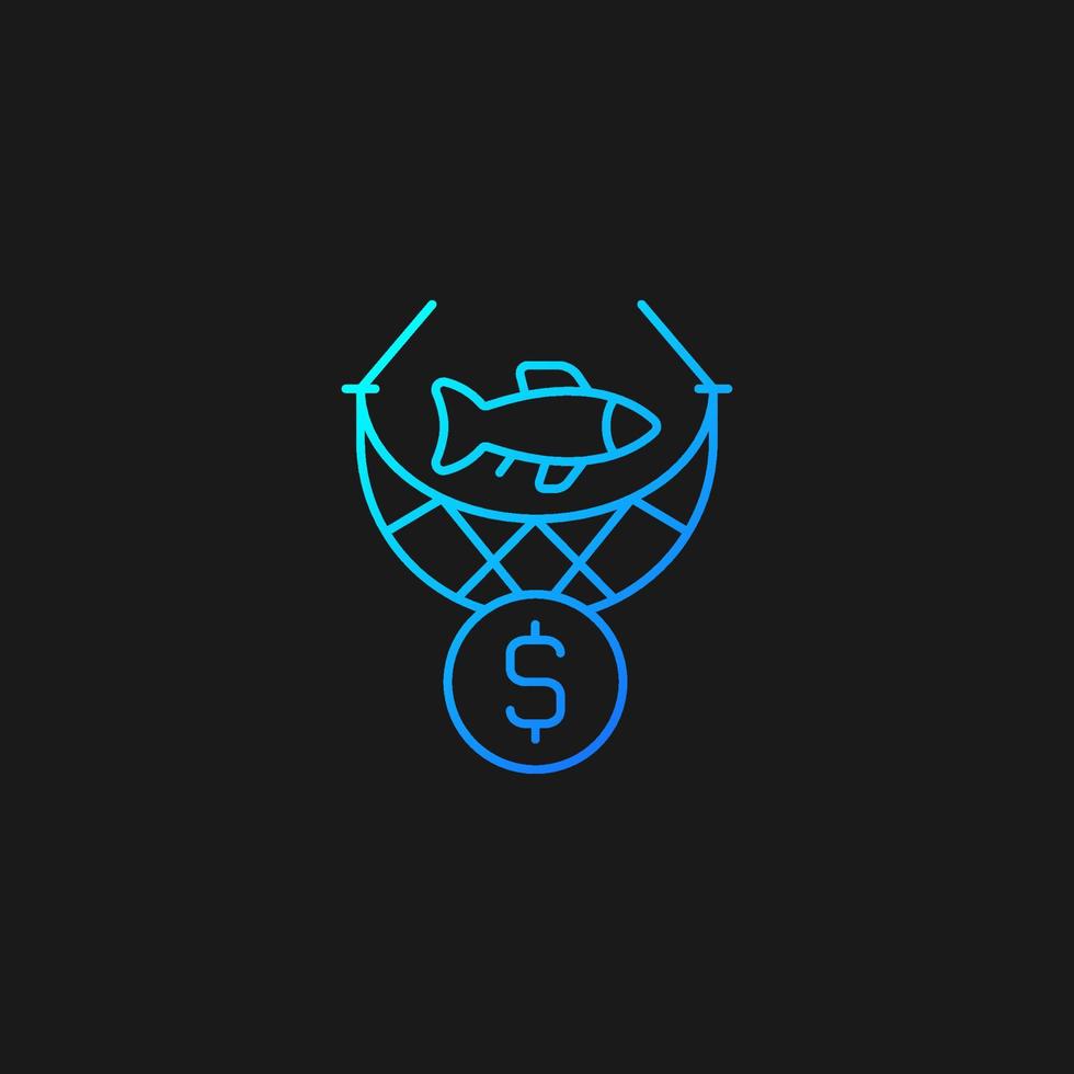 Commercial fishing gradient vector icon for dark theme