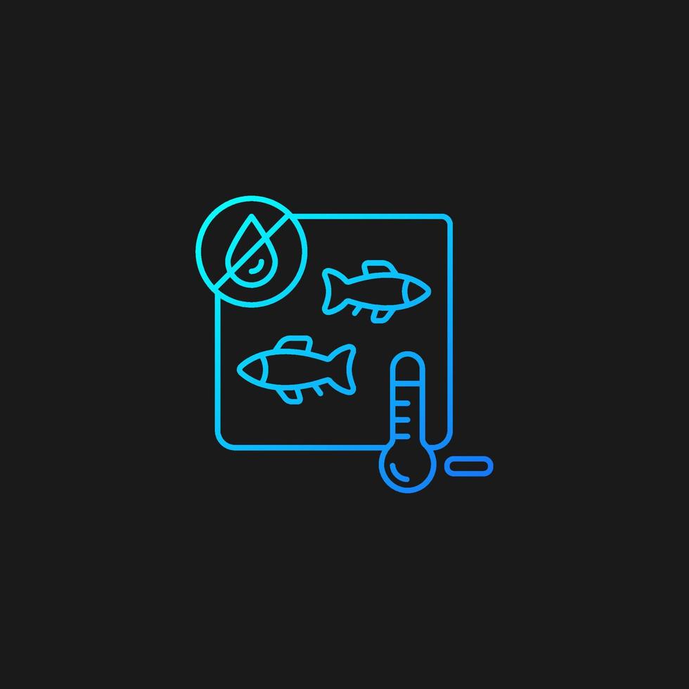 Freeze drying fish gradient vector icon for dark theme