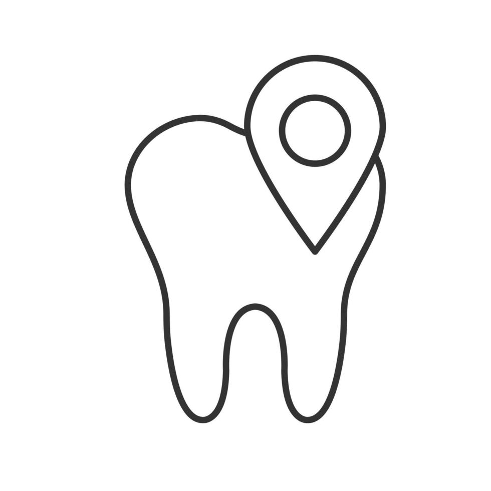 icono lineal de ubicación de clínica dental vector