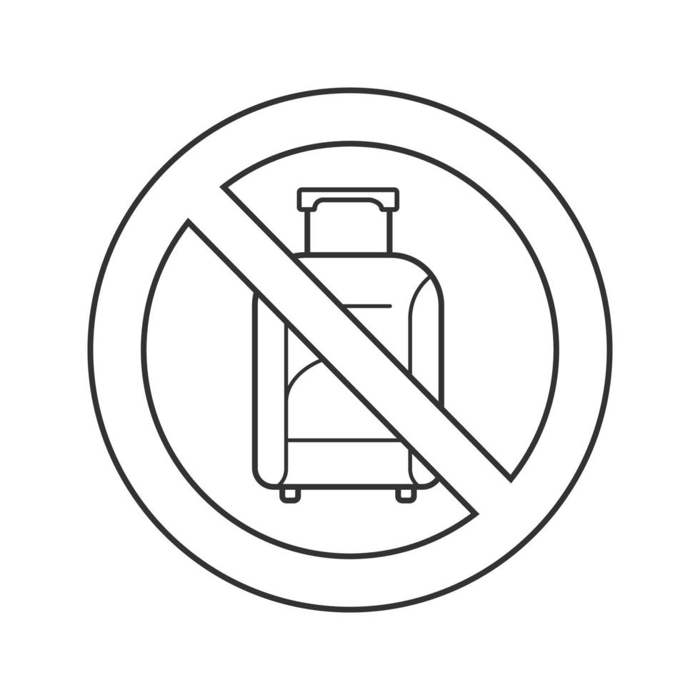 Forbidden sign with luggage linear icon. Thin line illustration. No