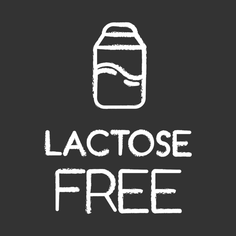 Lactose free chalk icon. Hypoallergenic milk. Organic alternative drink. Product free ingredient. Nutritious dietary, healthy eating. Personal healthcare. Isolated vector chalkboard illustration
