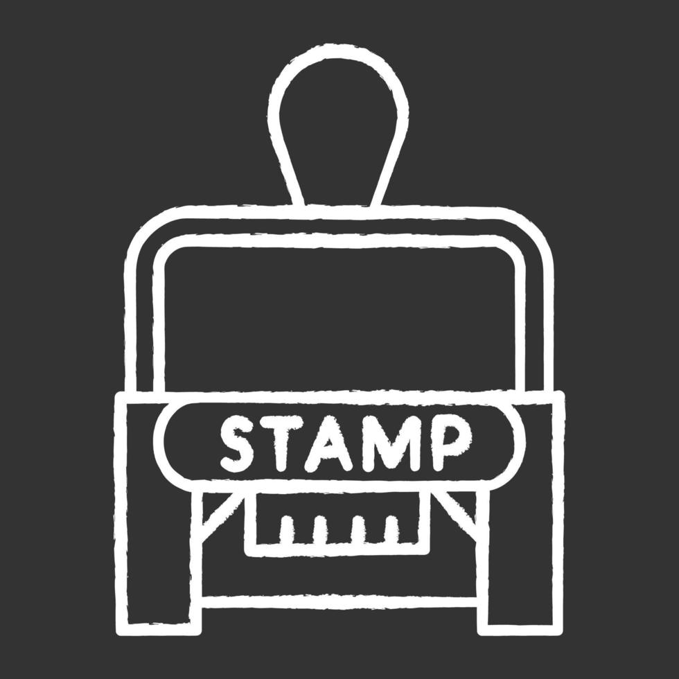 Stamp chalk white icon on black background. Apostille and legalization. Legal paper. Notarization. Authentification. Validation, confirmation. Notary services. Isolated vector chalkboard illustration
