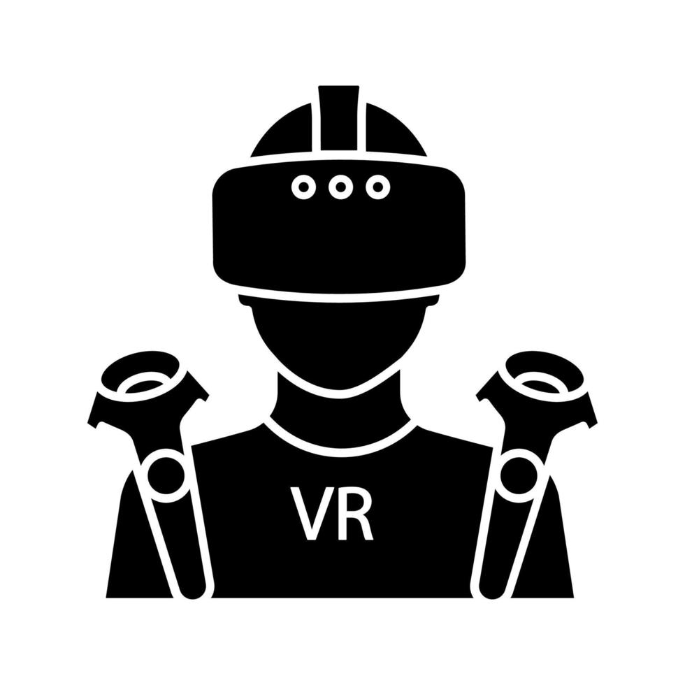 icono de glifo de jugador vr vector