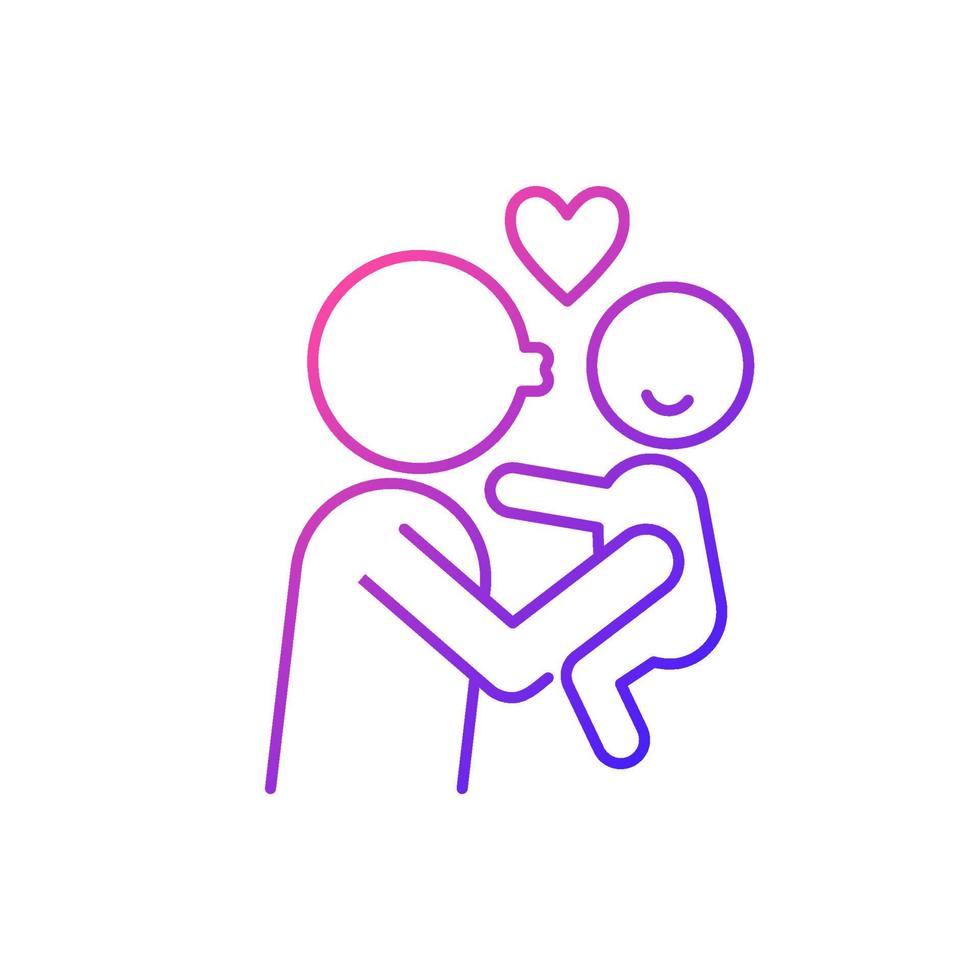 Kissing child on cheek gradient linear vector icon