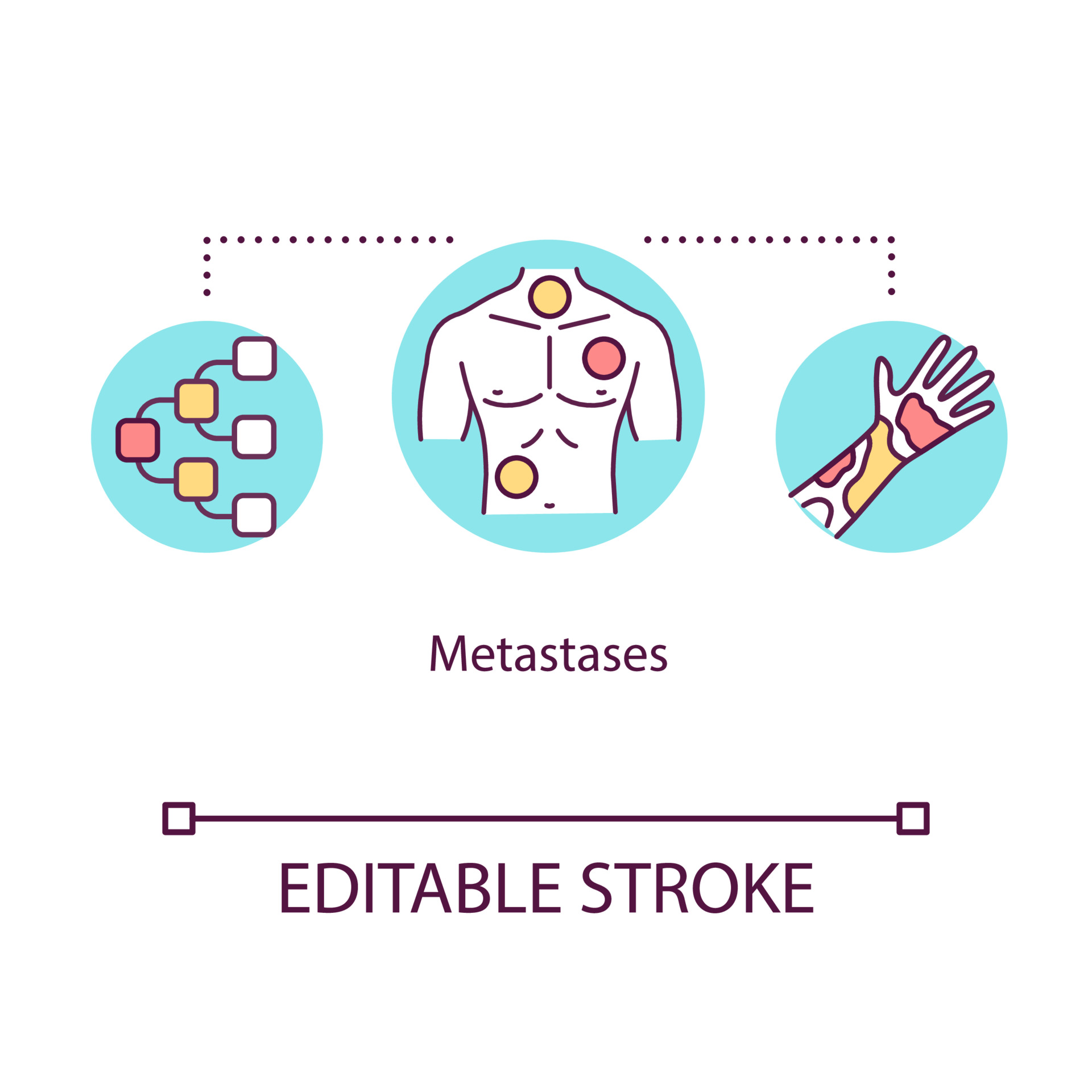 Metastases concept icon. Oncology idea thin line illustration