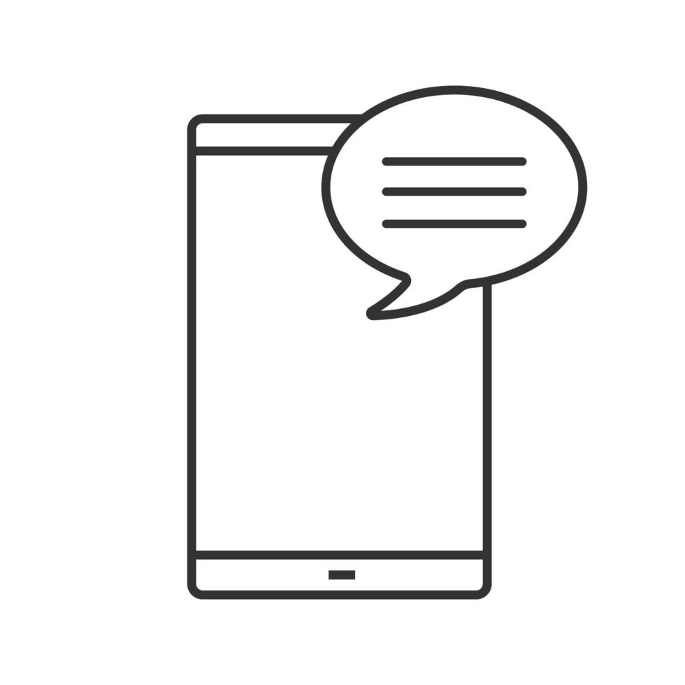 Smartphone with speech bubble linear icon vector