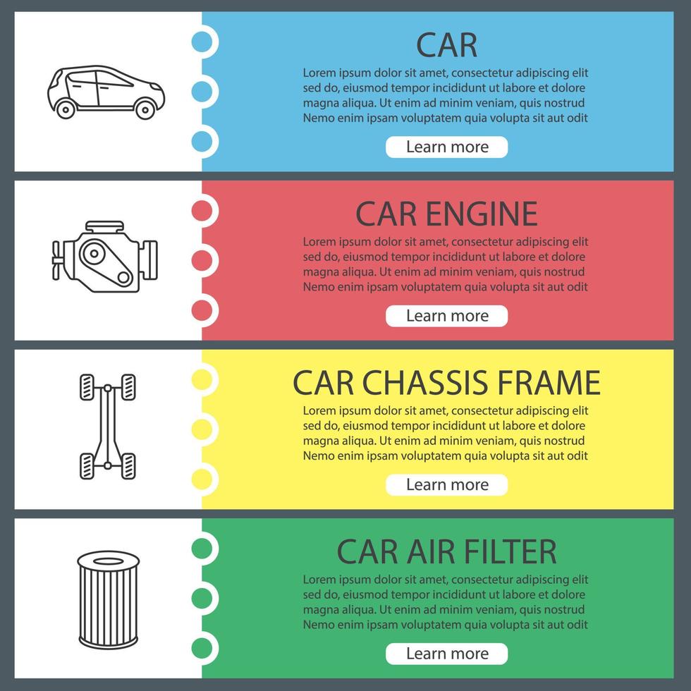 Auto workshop web banner templates set vector