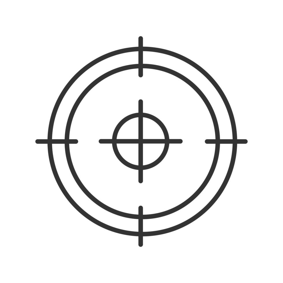 Aim, target, focus, goal linear icon. Thin line illustration. Sniper aim contour symbol. Vector isolated outline drawing