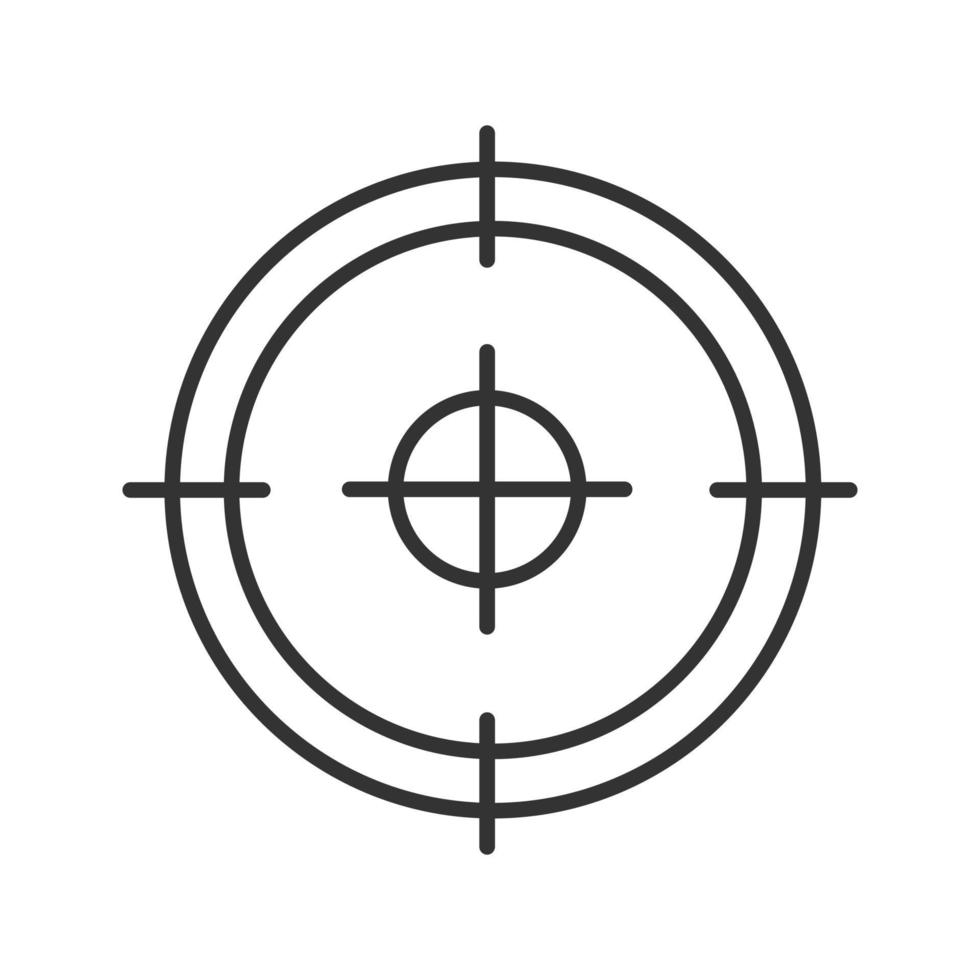 Aim, target, focus, goal linear icon. Thin line illustration. Sniper aim contour symbol. Vector isolated outline drawing