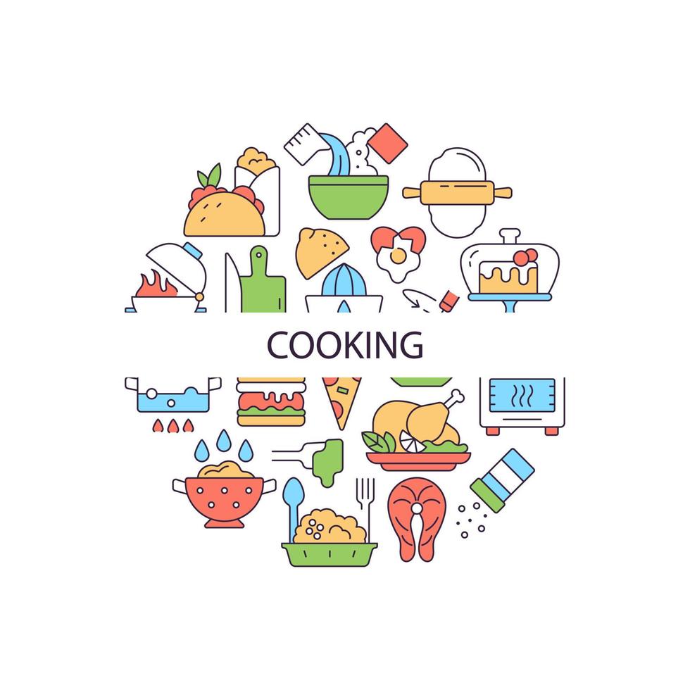 Cooking abstract color concept layout with headline vector