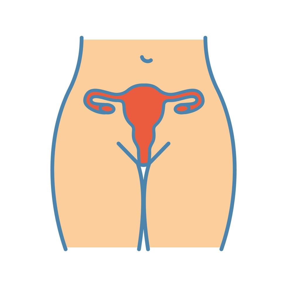 icono de color del sistema reproductor femenino vector