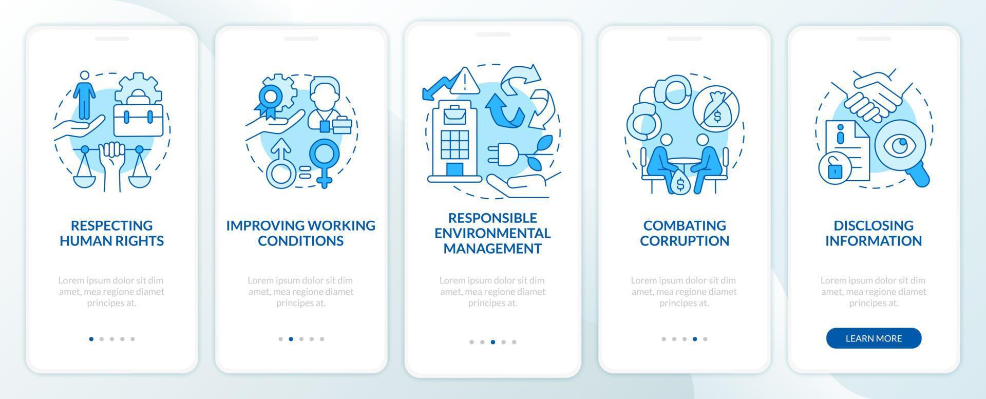 CSR issues blue onboarding mobile app page screen vector
