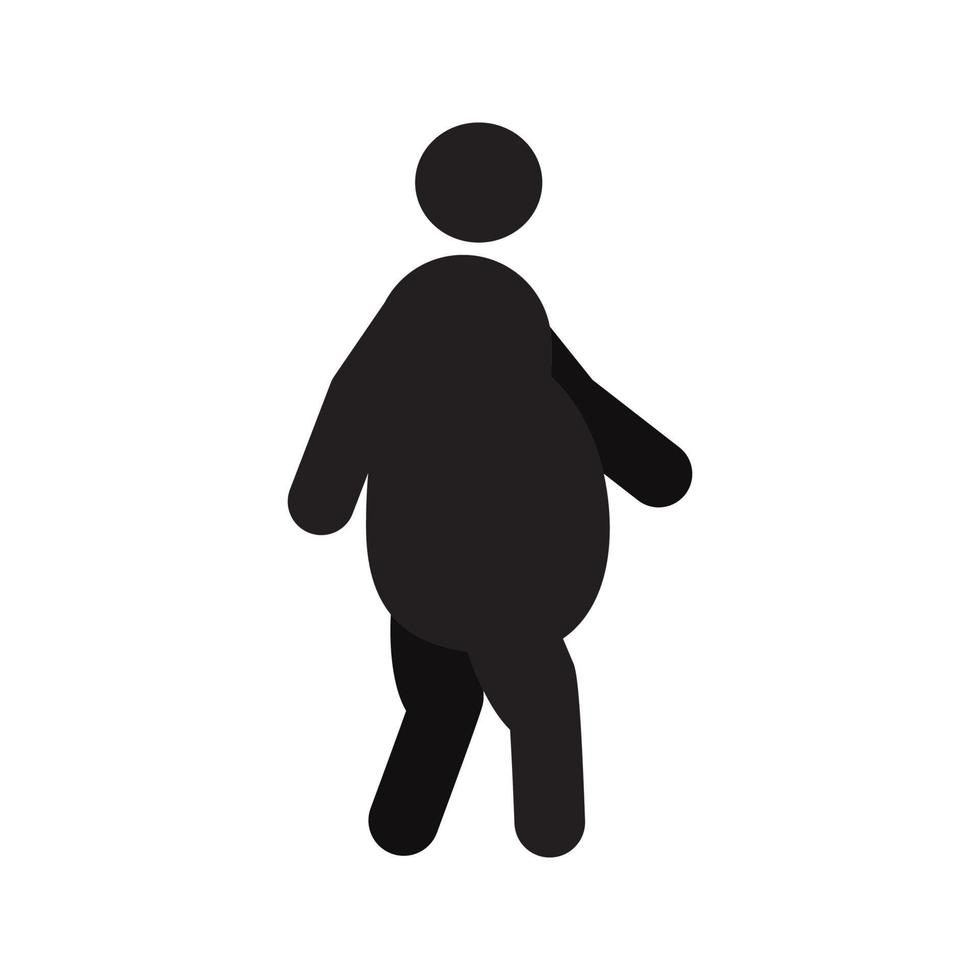hombre gordo, en, vista lateral, silueta, icono vector