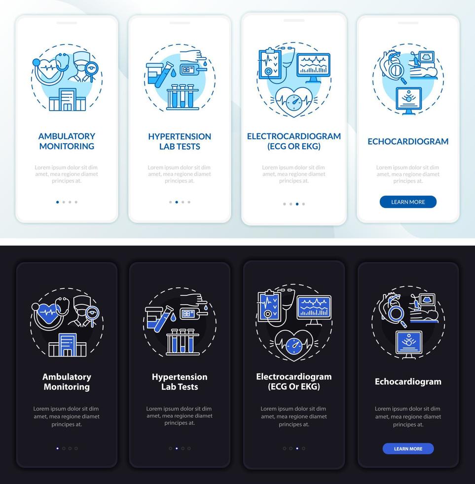 Hypertension tests onboarding mobile app page screen vector