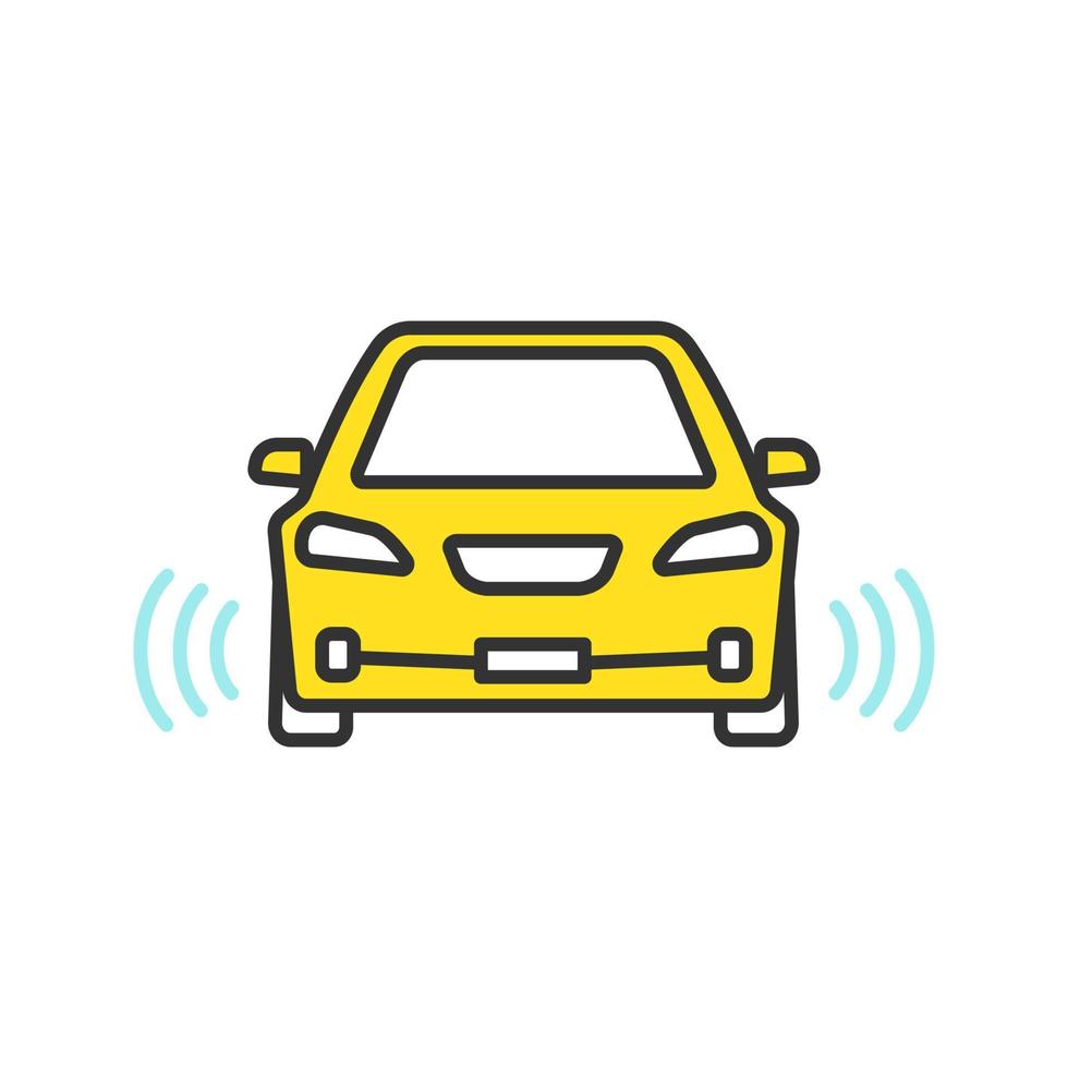 Smart car in front view color icon vector