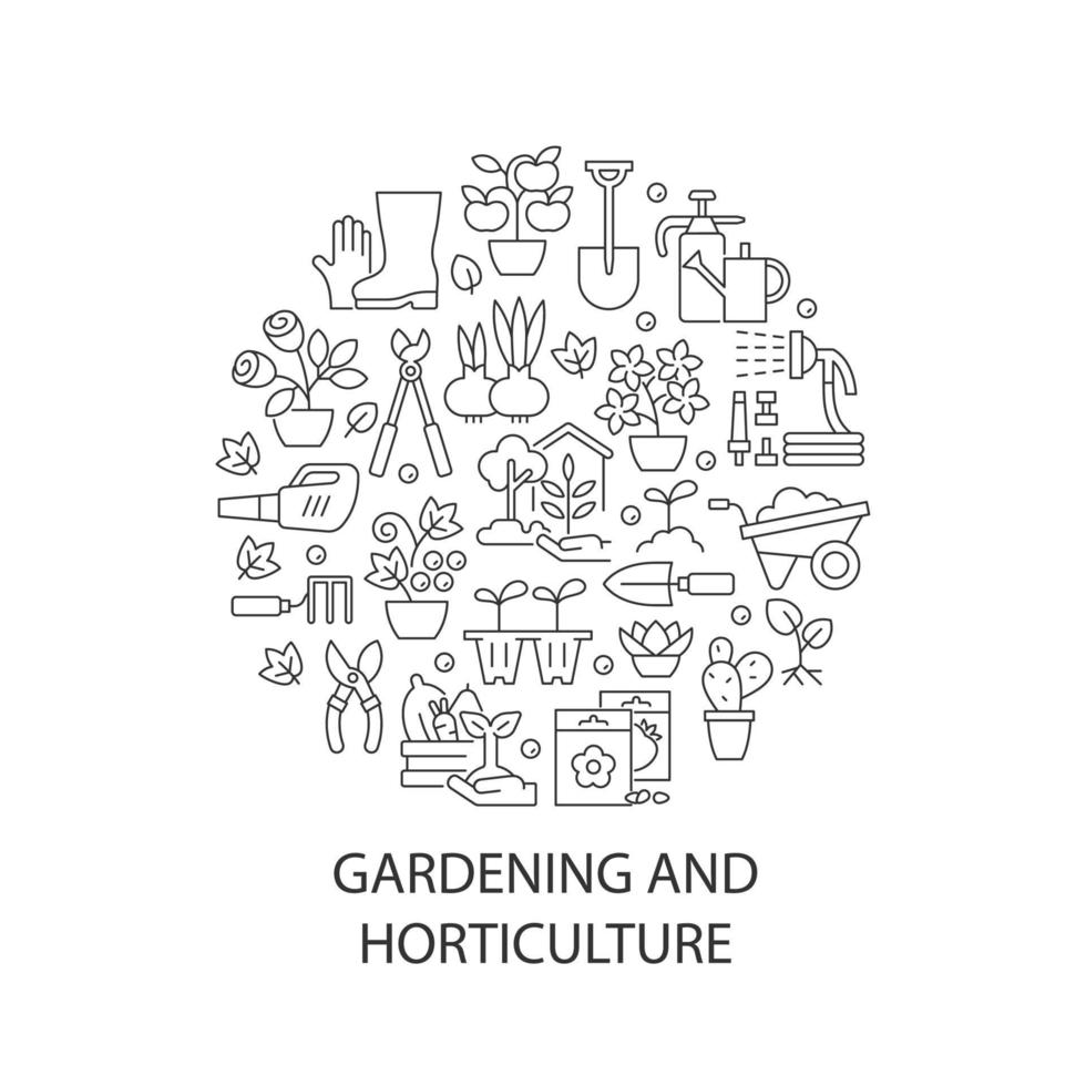 Gardening abstract linear concept layout with headline vector