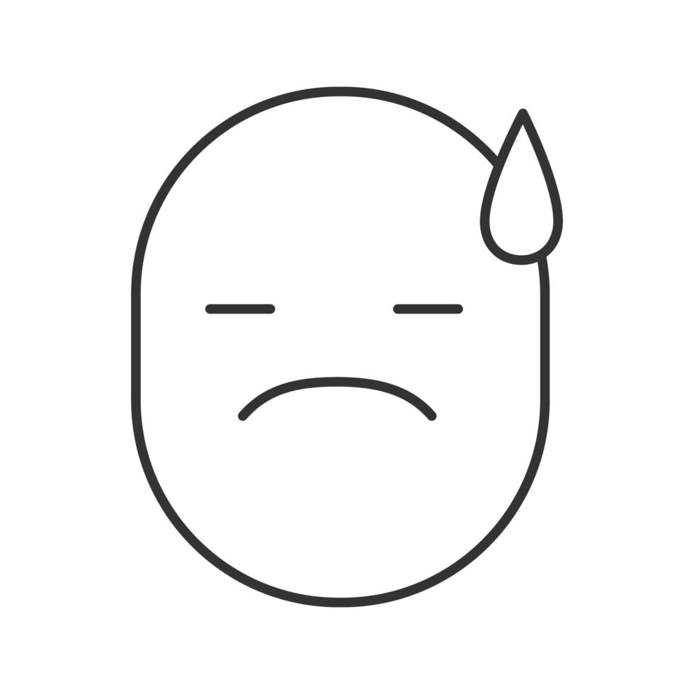 Face with cold sweat linear icon. Disappointed emoji. Thin line illustration. Contour symbol. Vector isolated outline drawing