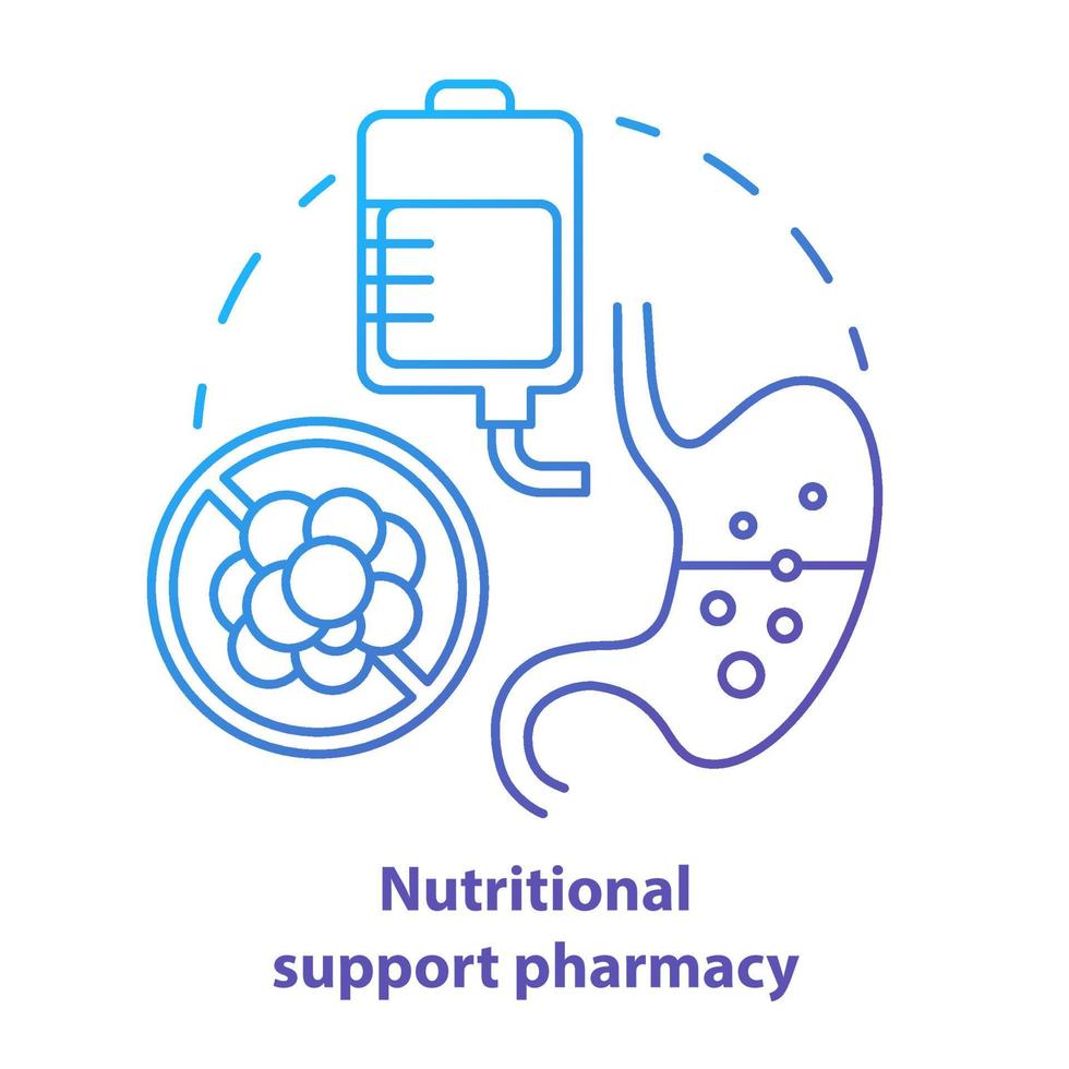 Nutritional support pharmacy concept icon. Medicine idea thin line illustration. Supplementary medication prescription. Assistive drug therapy. Vector isolated outline drawing. Editable stroke