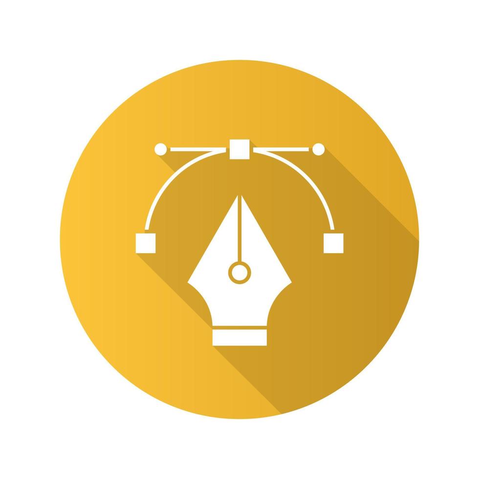 Fountain pen nib flat design long shadow glyph icon vector
