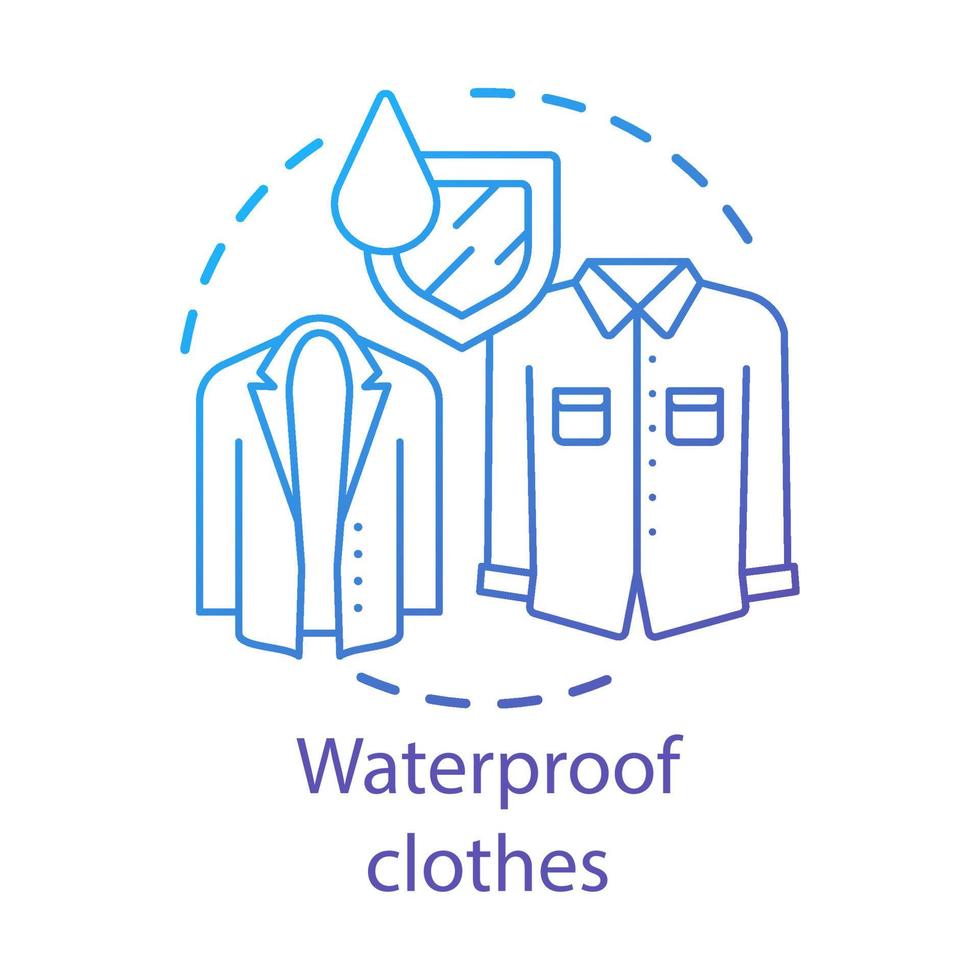 Waterproof clothes textiles concept icon. Moisture resistant raincoat idea thin line illustration. Hydrophobic fabric waterproof properties. Vector isolated outline drawing. Editable stroke