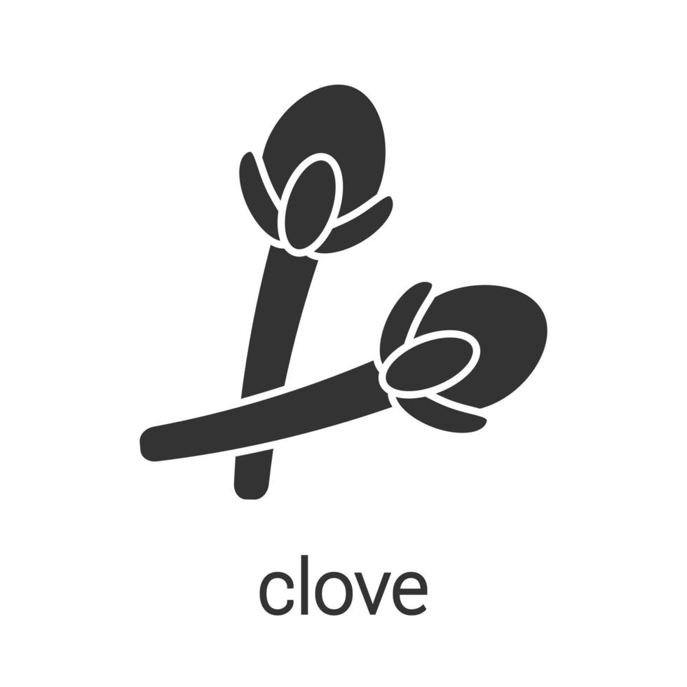 Clove glyph icon. Silhouette symbol. Carnation. Negative space. Vector isolated illustration