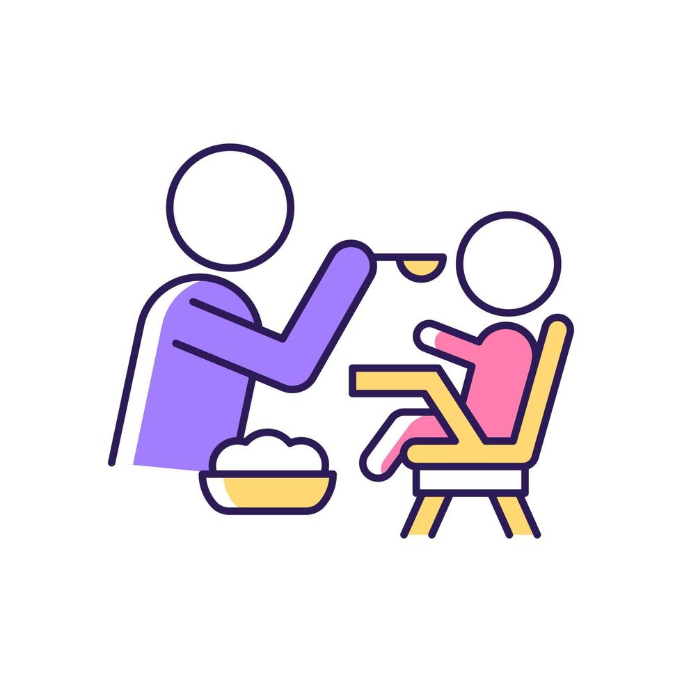 Feeding in highchair RGB color icon vector