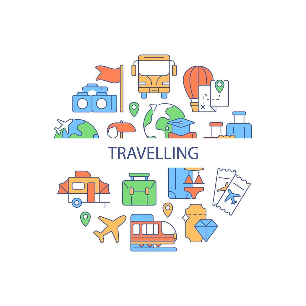 Travel abstract color concept layout with headline vector