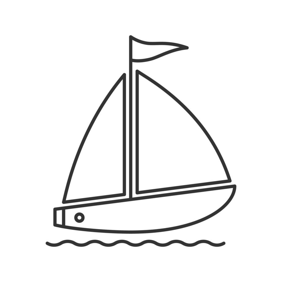 Sailboat linear icon. Thin line illustration. Yachting. Contour symbol. Vector isolated outline drawing