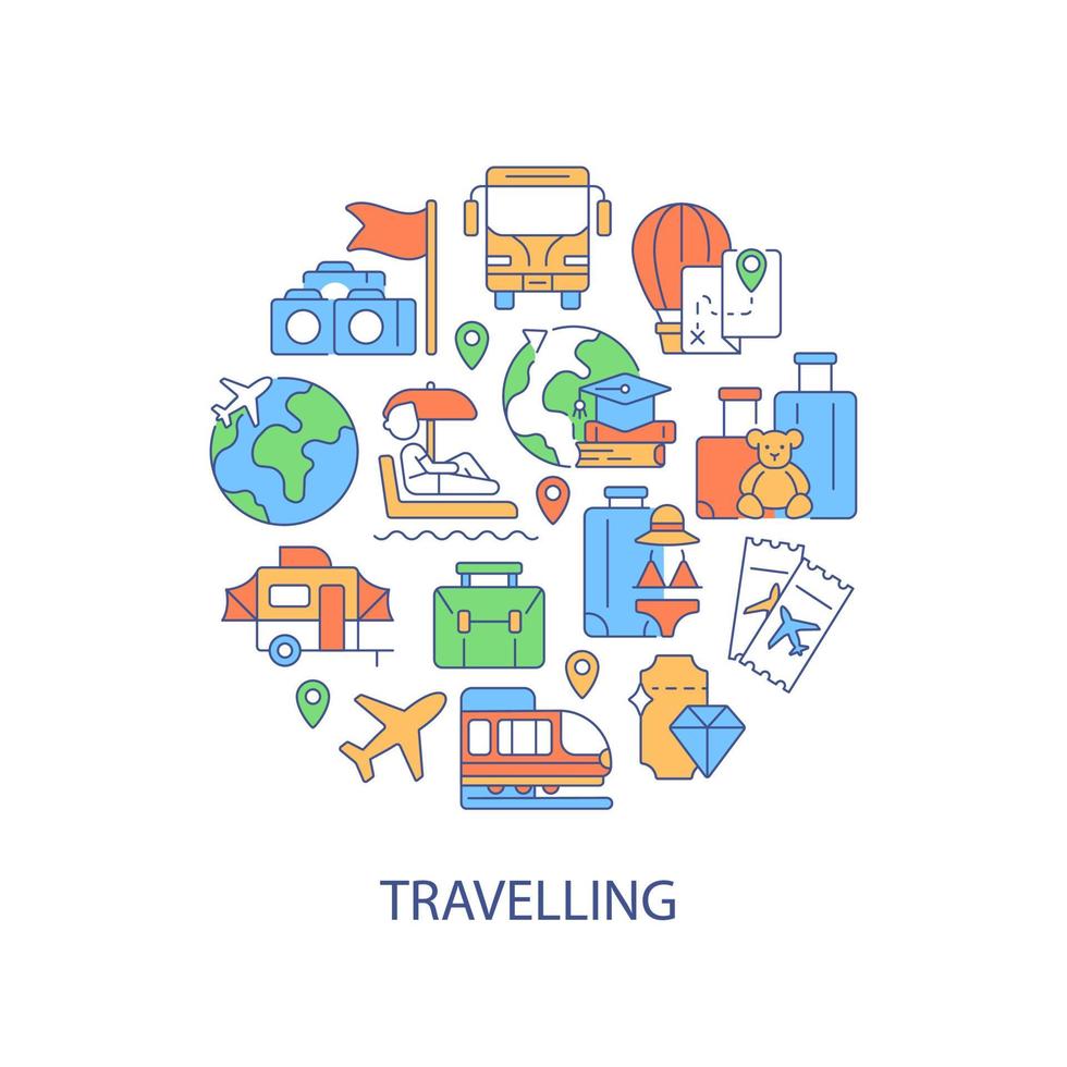 Travel abstract color concept layout with headline vector