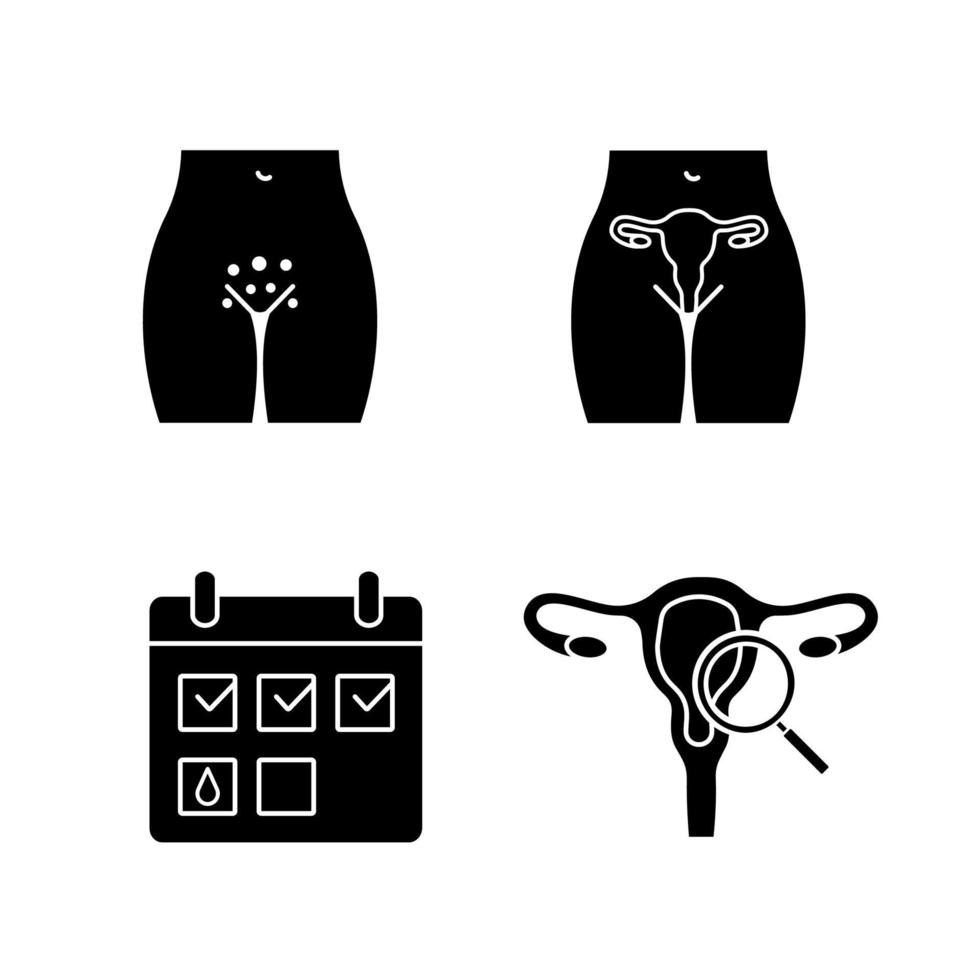 Gynecology glyph icons set vector