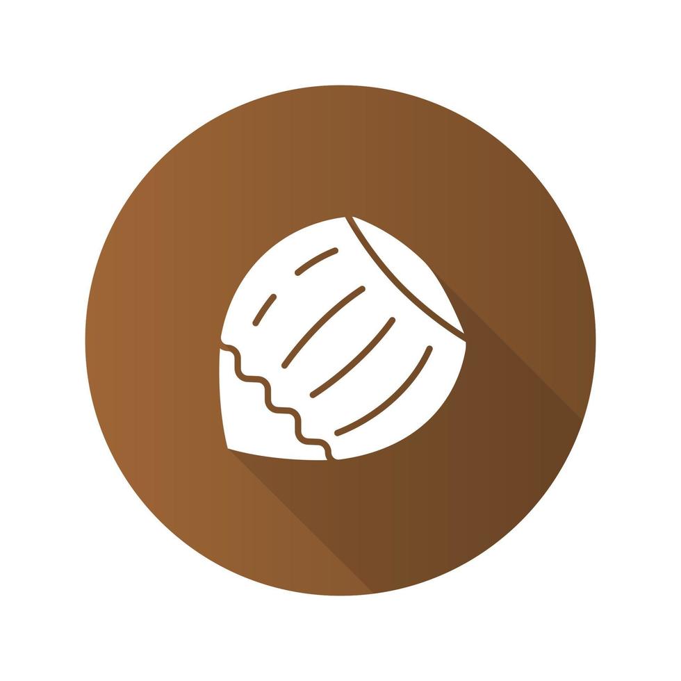 Hazelnut flat design long shadow glyph icon. Vector silhouette illustration