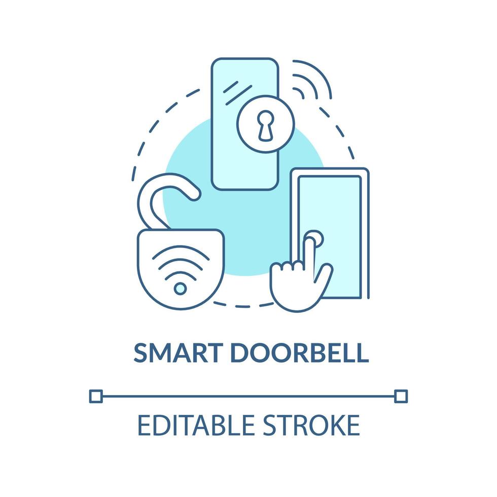 Smart doorbell blue concept icon vector