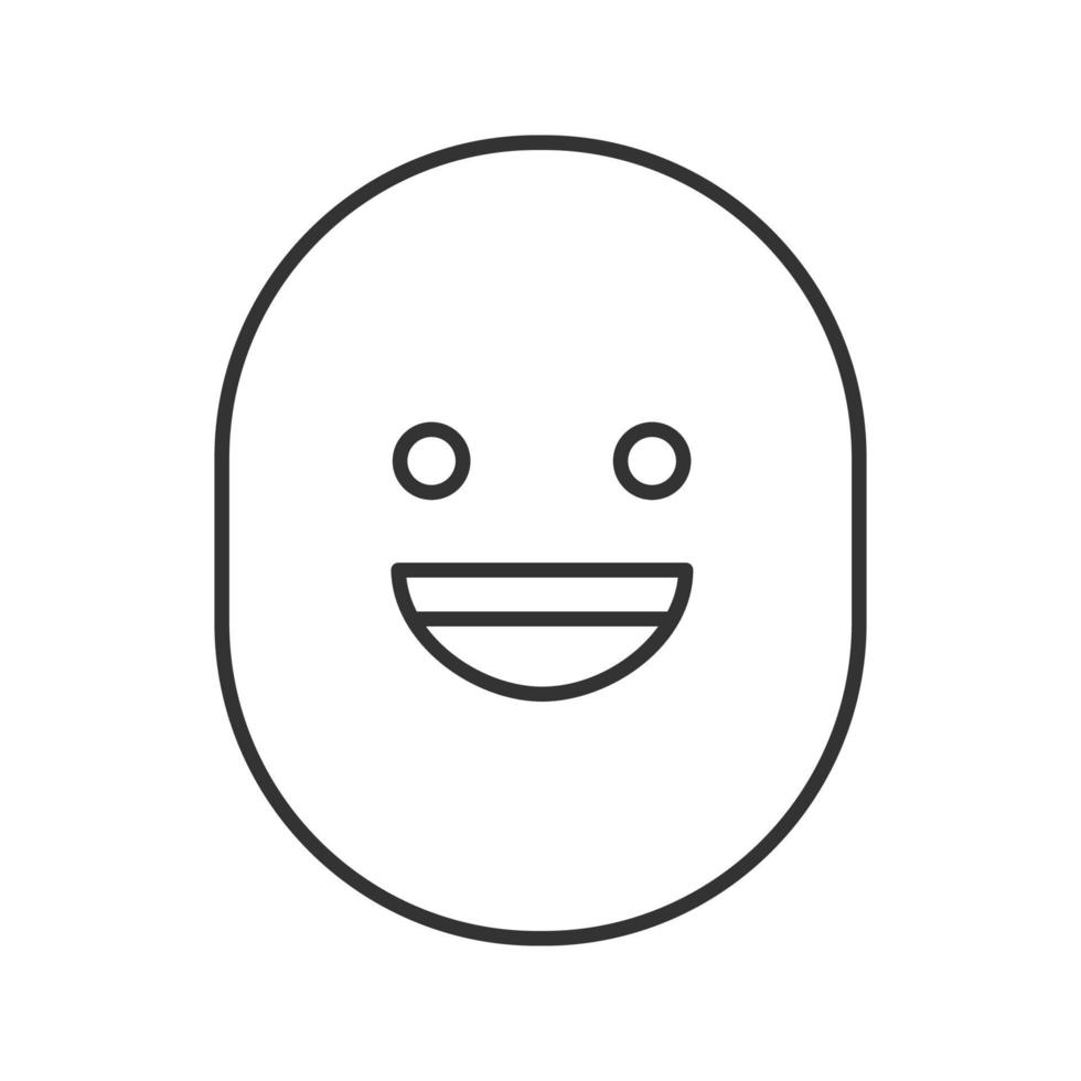 Laughing smile linear icon. Thin line illustration. Happy face with broad smile. Contour symbol. Vector isolated outline drawing