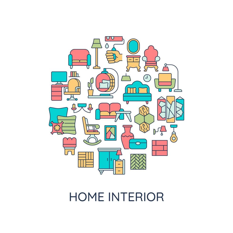 Home interior abstract color concept layout with headline vector