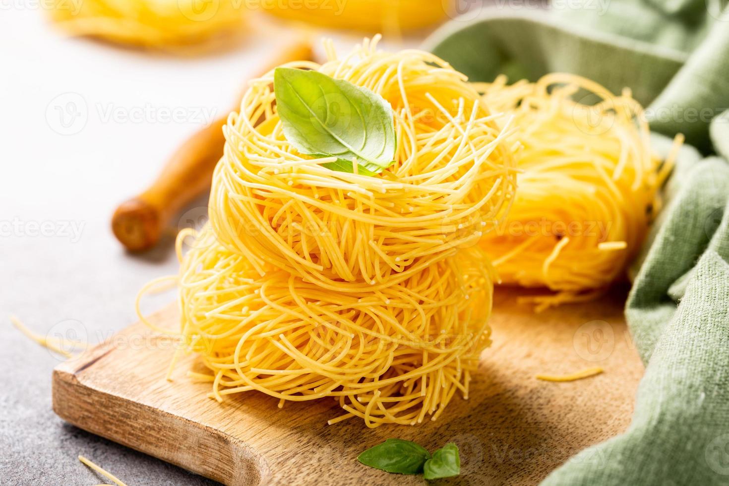 Fresh egg pasta tagliatelle photo