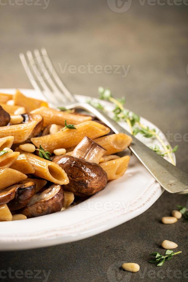 Homemade whole grain pasta penne photo