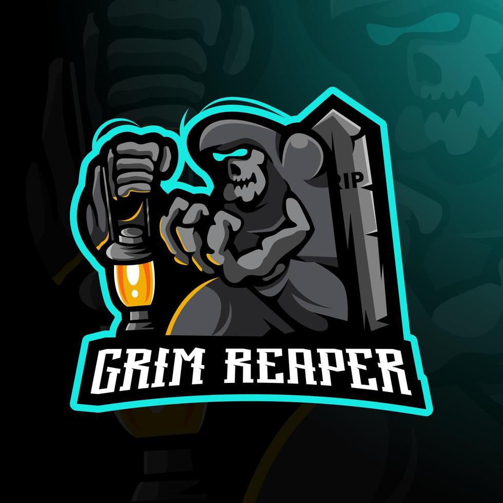 grim reaper holding the lamp esports logo mascot illustration vector