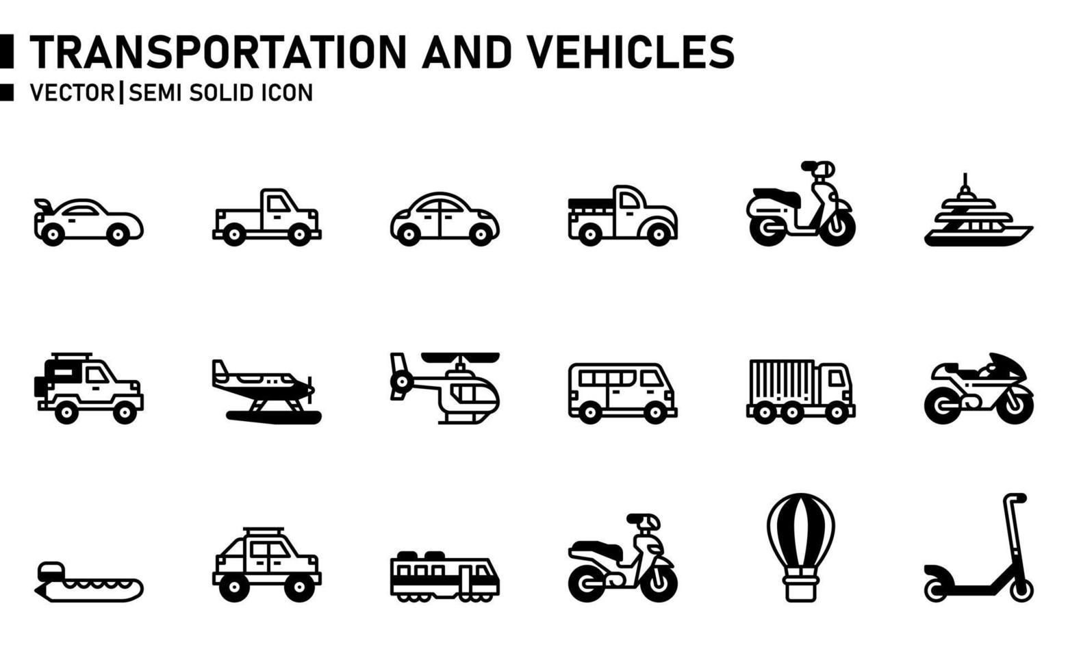 icono de transporte y vehiculos vector