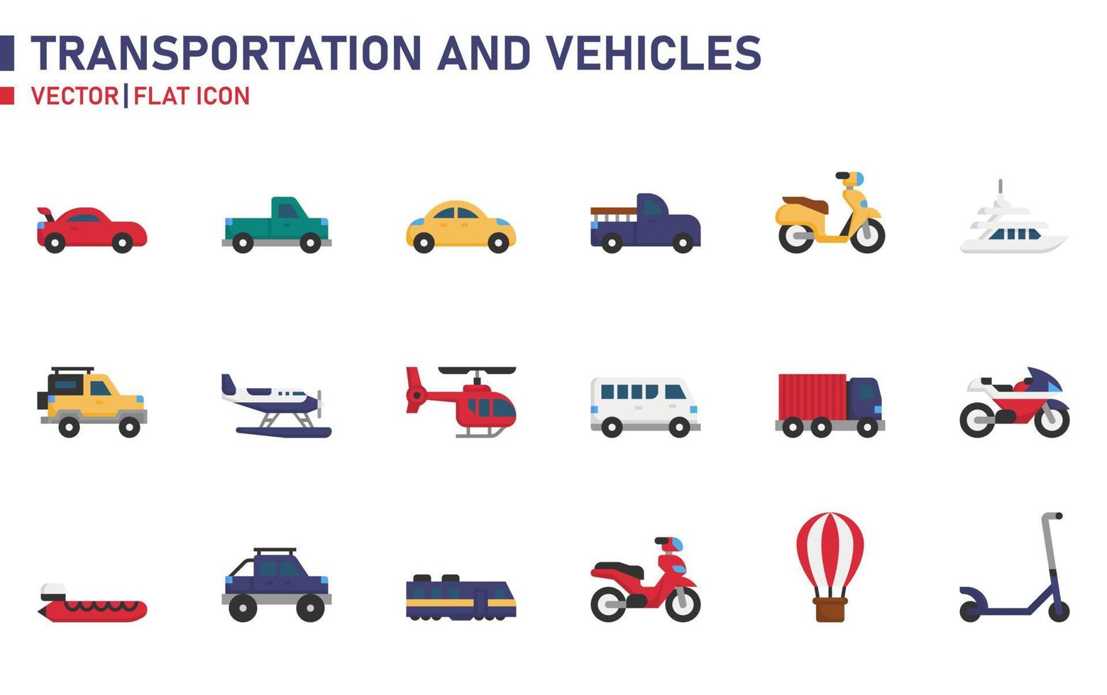 icono de transporte y vehiculos vector