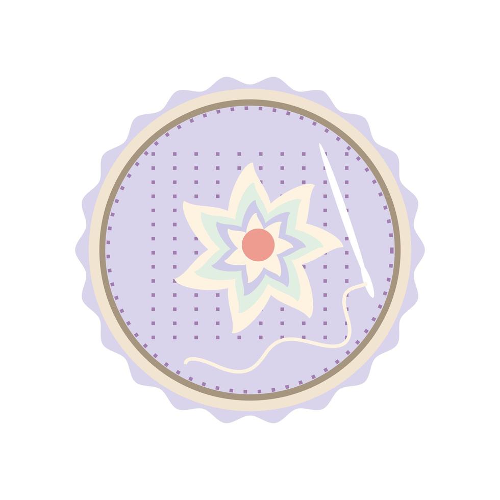 hand embroidery flower vector
