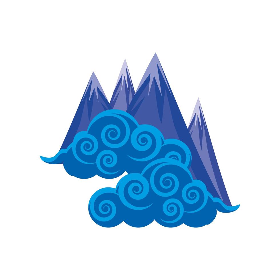 chinese mountains and clouds vector