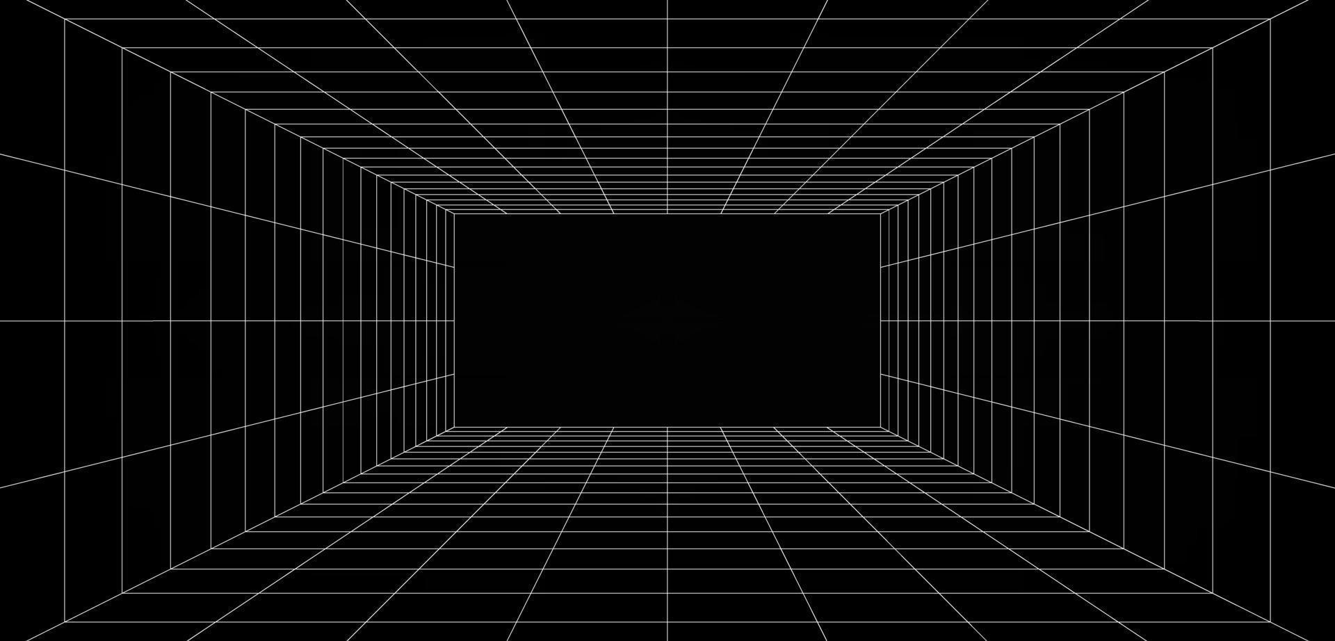 Espacio de pasillo digital futurista Fondo de color gris-negro en blanco con superficies de color de línea de espacio de cuadrícula blanca vector
