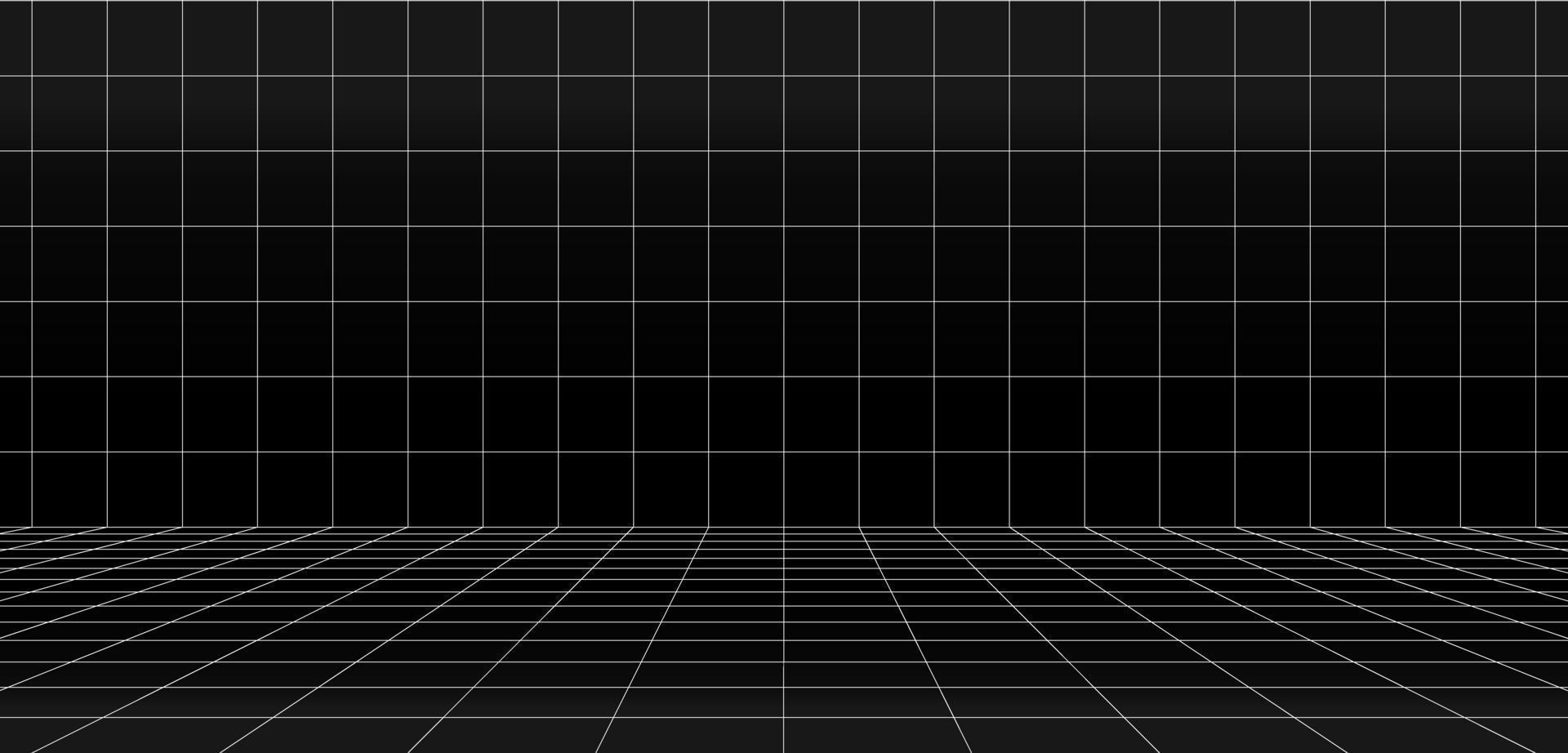 Empty futuristic digital wall box grey-black background with white grid space line color surface vector