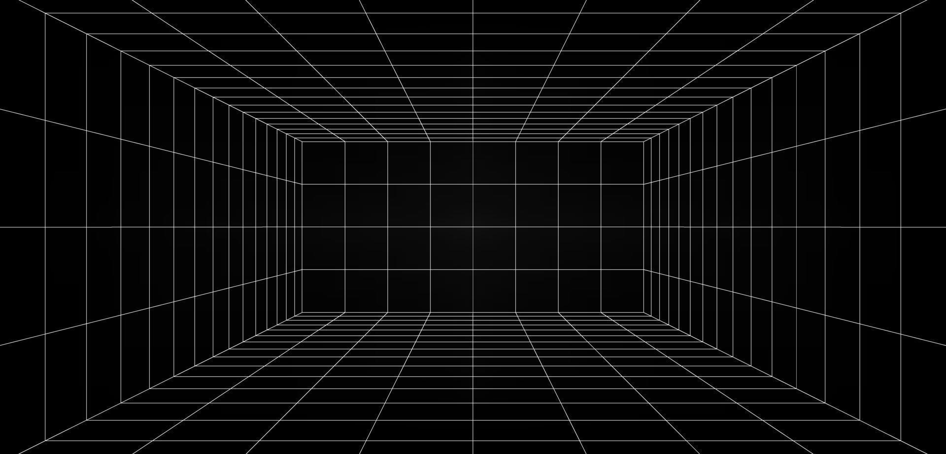 Empty futuristic digital box room grey-black background with white grid space line color surface vector