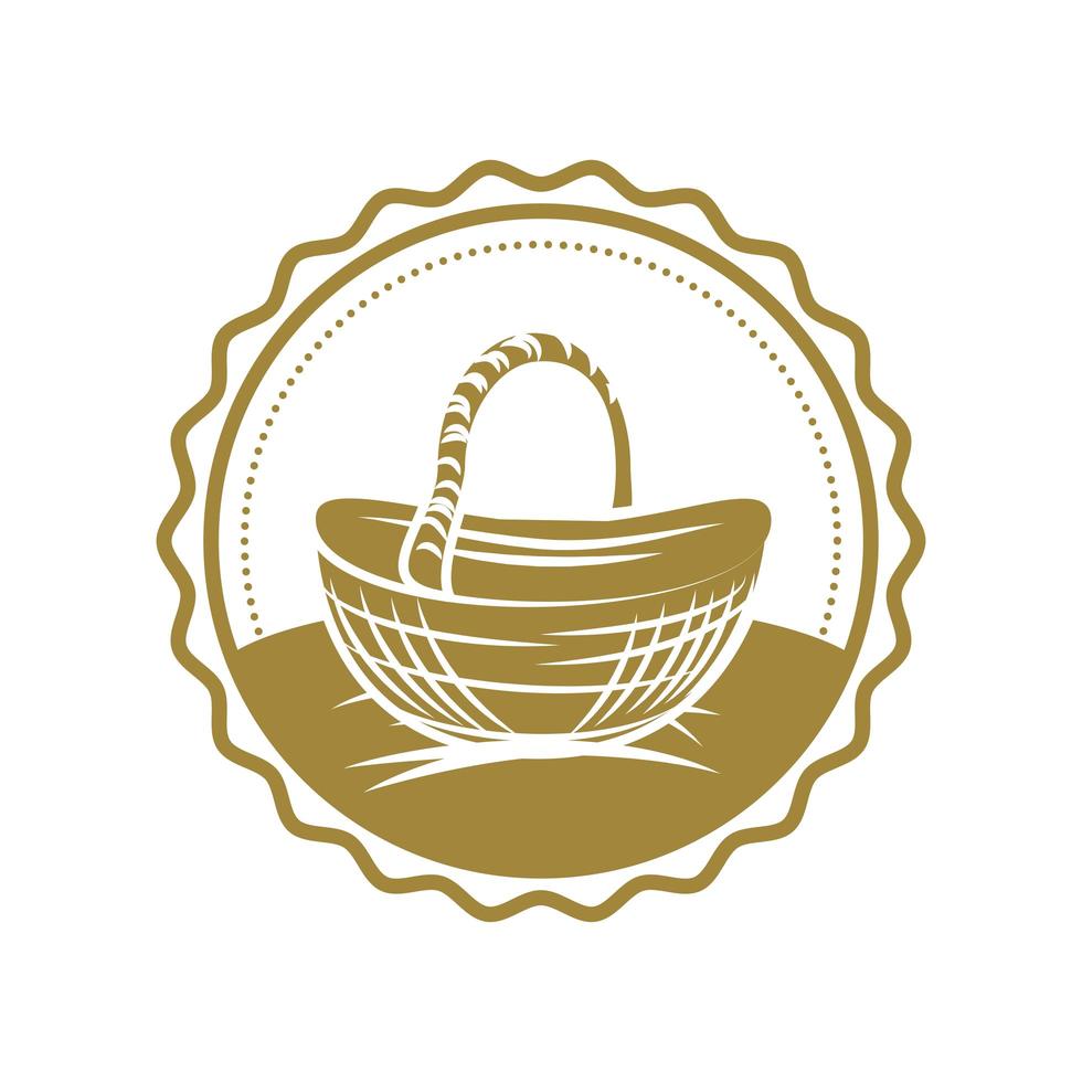 wicker basket badge vector