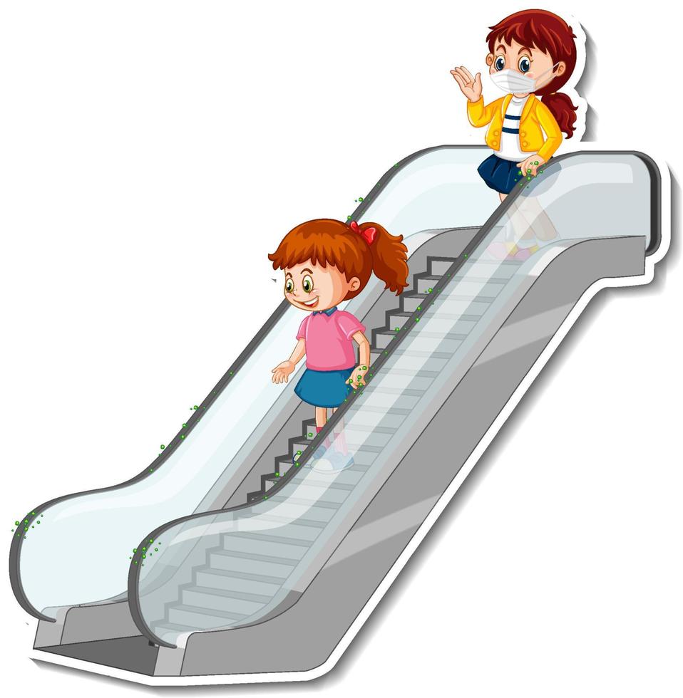 People on escalator cartoon on white background vector